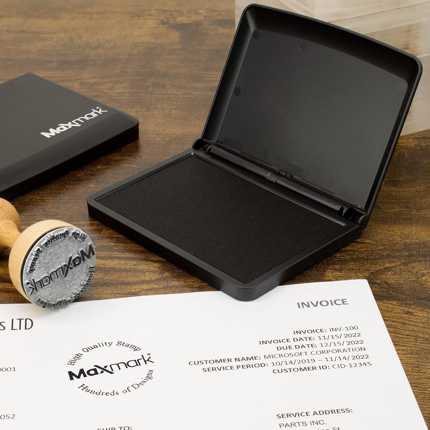 MaxMark Large Premium Pink Ink Stamp Pad - 3.5" x 6.25" - Quality Felt Pad