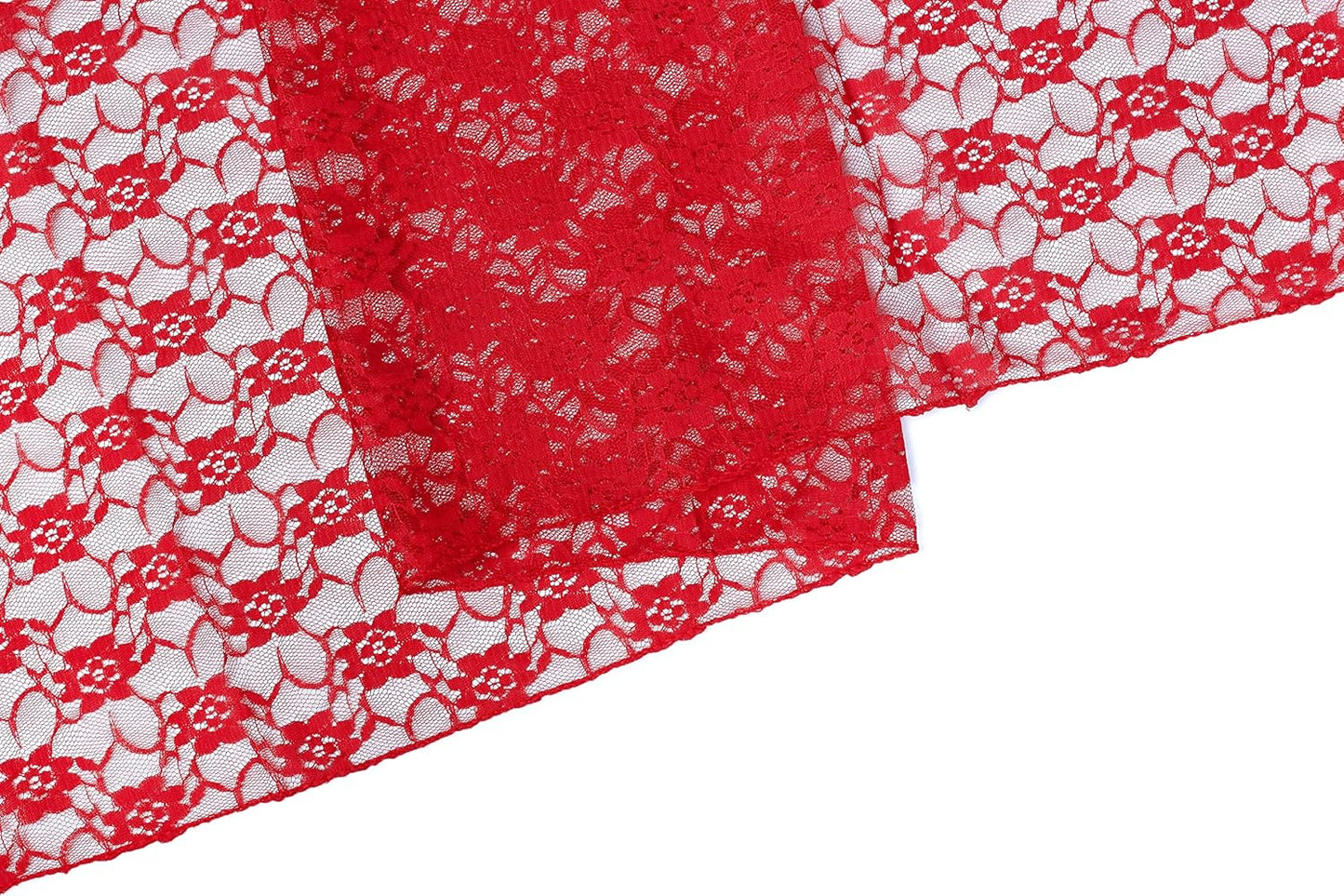 MDS Pack of 20 Wedding 12 x 108 inches Lace Table Runner for Wedding, Decorations for Birthday Parties, Banquets, Graduations, Engagements, and Runners fit Rectangle, Round Table- Red