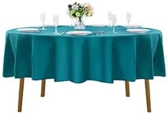60 inch Round Tablecloth Washable Polyester Table Cloth Decorative Table Cover for Wedding Party Dining Banquet（60 inch,Peacock Blue）