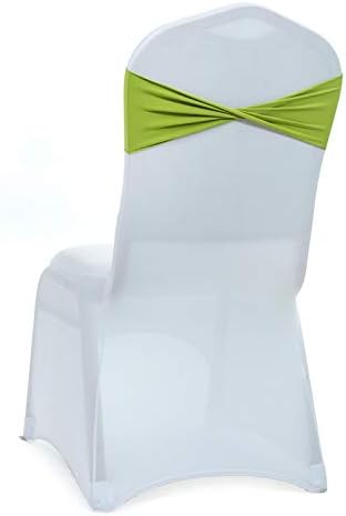 VDS Pack of 200 PCS | Apple Green | Spandex Chair Sashes Bows Without Buckle | Stretch Elastic Banquet Universal Folding Chair Band Tie with for Wedding Party Conference Celebration Event Decoration