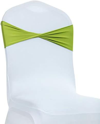 VDS Pack of 125 PCS | Apple Green | Spandex Chair Sashes Bows Without Buckle | Stretch Elastic Banquet Universal Folding Chair Band Tie with for Wedding Party Conference Celebration Event Decoration