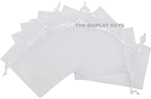 TheDisplayGuys 100-Pack 6x8 White Sheer Organza Gift Bags with Drawstring, Jewelry Candy Treat Wedding Party Favors Mesh Pouch