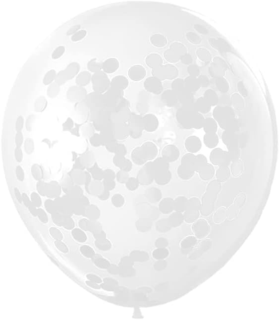 White Confetti Balloons, 25 Pcs Thickened 12 Inch Clear Latex Balloon with Confetti Inside for Graduation Engagement Bridal Shower Party Baby Shower Gender Reveal Birthday Party Decoration Supplies