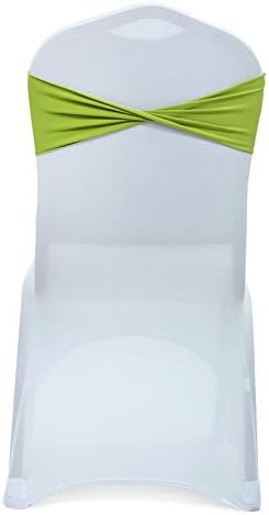 VDS Pack of 200 PCS | Apple Green | Spandex Chair Sashes Bows Without Buckle | Stretch Elastic Banquet Universal Folding Chair Band Tie with for Wedding Party Conference Celebration Event Decoration