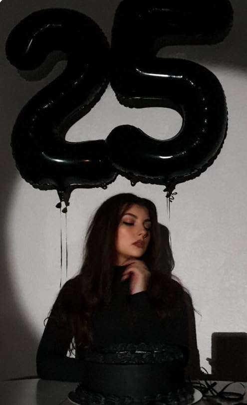 40 Inch Black Large Number 4 Birthday Balloon, Giant Numbers Four 14 24 34 40 44 Balloons, Foil Mylar Big Balloons for Anniversary Graduation Supplies Decorations