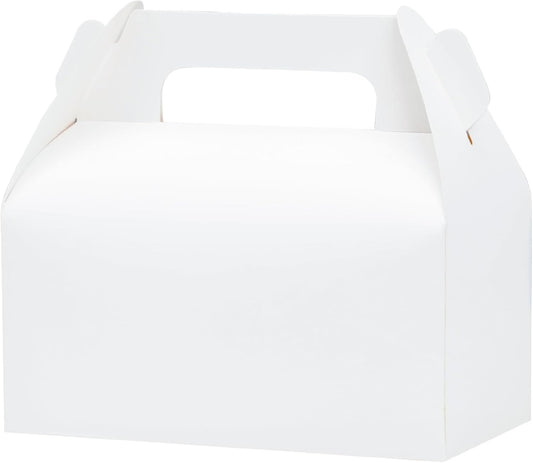 UnicoPak 10 Pack White Gable Treat Boxes Party Favor Boxes Goodie Gift Boxes for Snacks Cookie Candy Toys Birthday Party Wedding Holidays 6.5x3.5x4 Inches