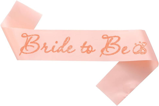 Rose Gold Bride to Be Sash for Bridal Shower Bachelorette Party Wedding Hen Party Decorations Engagement Gifts Favors Miss to Mrs Sash with Glitter Letter Gold