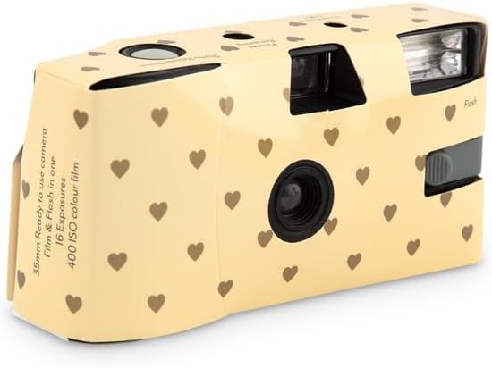Weddingstar Disposable Camera with Flash - Single Use 35mm Film Camera for Wedding or Party Favors - Gold Hearts