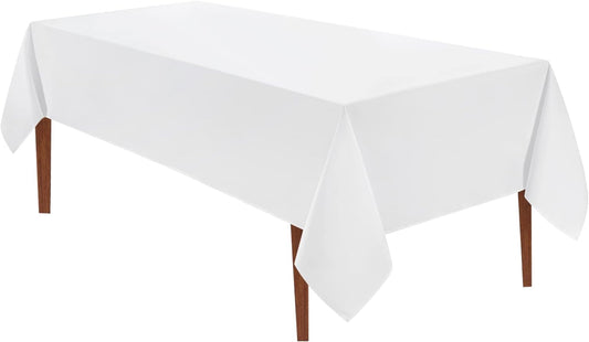 VidaFete 60*84inch Rectangle Tablecloth Polyester Table Cloth，Stain Resistant and Wrinkle Polyester Dining Table Cover for Kitchen Dinning Party Wedding Rectangular Tabletop Buffet Decoration(White)
