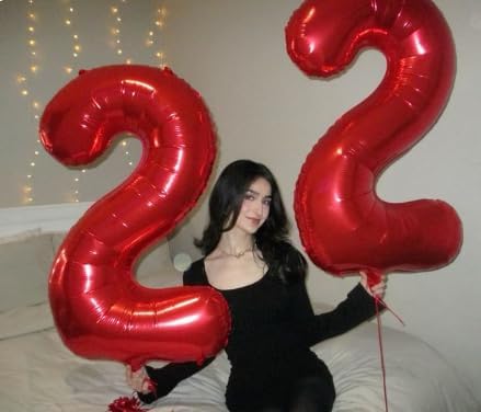 40 Inch Big Red Number 2 Balloon Birthday Decoration, Number 2 Helium Balloon 12 20 22 23 24 26 28 32 42 Celebration, Boy Girl Baby Anniversary Party Graduations Supplies Decorations