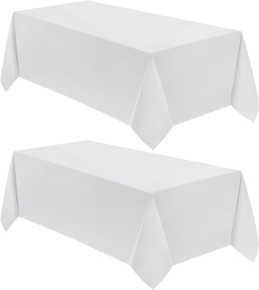 VidaFete Tablecloth 90 * 156inch 2pack Rectangle Table Cloth Polyester, Stain Wrinkle Resistant Dining Table Cover for Kitchen Dinning Party Wedding Rectangular Tabletop Buffet Decoration(White)