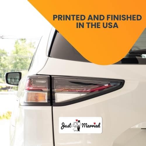 Magnet Me Up Just Married Magnet Decal, 3x8 Inches Heavy Duty Automotive Magnet for Car Truck SUV