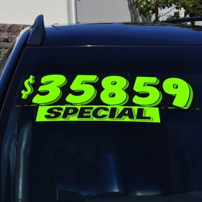Ez-line Vinyl Windshield Stickers 3 Dozen 15 Inch Chartreuse Slogan Dealership Pro Pack for Car Lots (EZ115-Pack9)