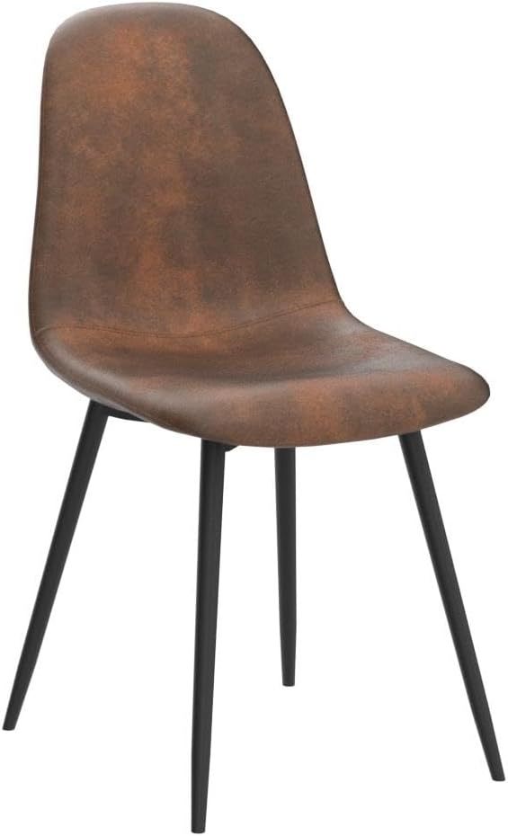 Homy Casa Dining Chairs Set of 4, Modern Mid-Century Style Dining Room Side Chairs Accent Chairs with Black Metal Legs Comfortable for Kitchen Lounge Farmhouse, Rustic Brown, 4PCS