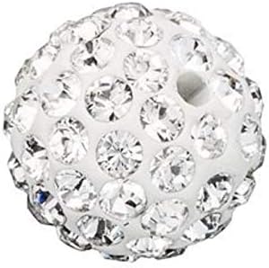 100pcs Adabele Grade A Suncatcher Crystal Rhinestone Pave Loose Beads 12mm Clear White Polymer Clay Disco Ball Spacers Compatible with Shamballa All Craft Jewelry Making DB12-1