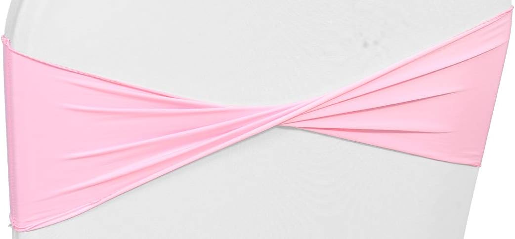 VDS Pack of 300 PCS | Pink | Spandex Chair Sashes Bows Without Buckle | Stretch Elastic Banquet Universal Folding Chair Band Tie with for Wedding Party Conference Celebration Event Decoration