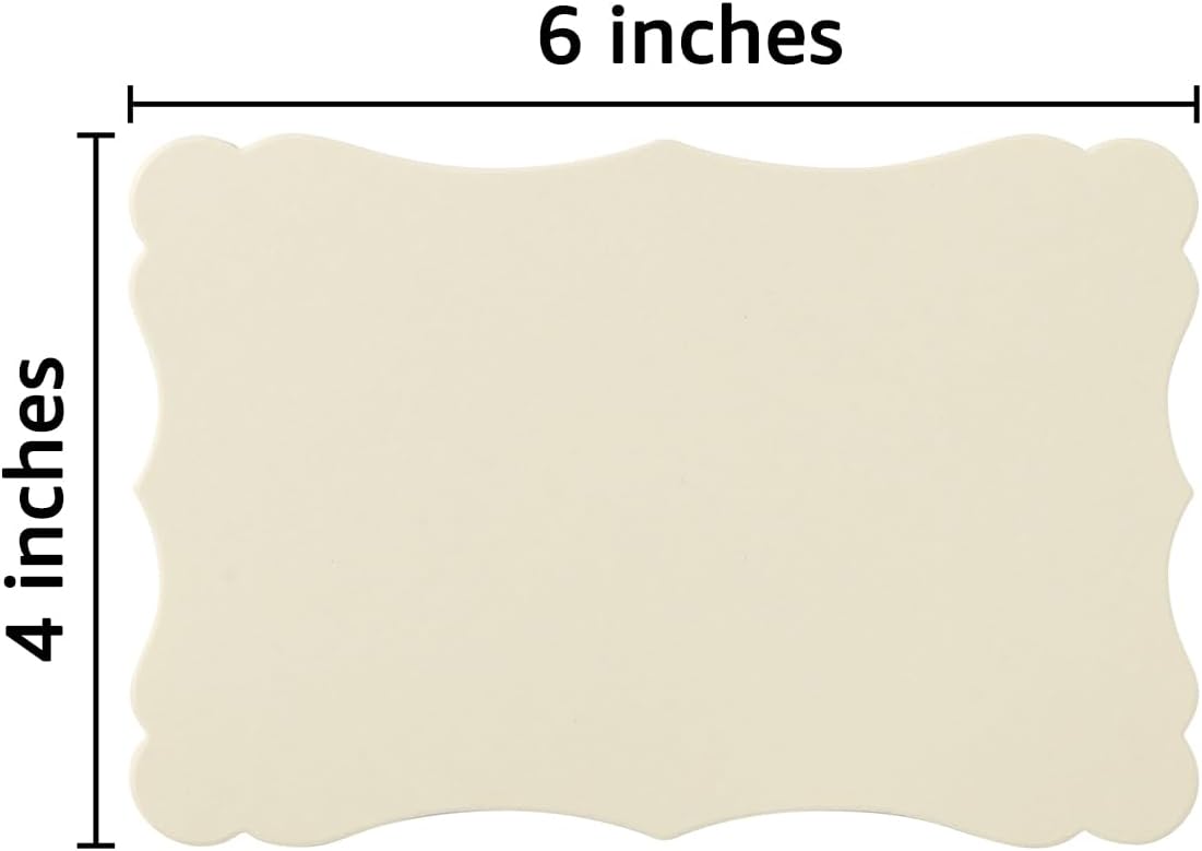 50 Pack Blank Kraft Cards Cardstock Thick Paper Brown Greeting Cards for DIY Gift Card Menus, Baby Shower and Wedding Invitations (Cream, 4x6IN)