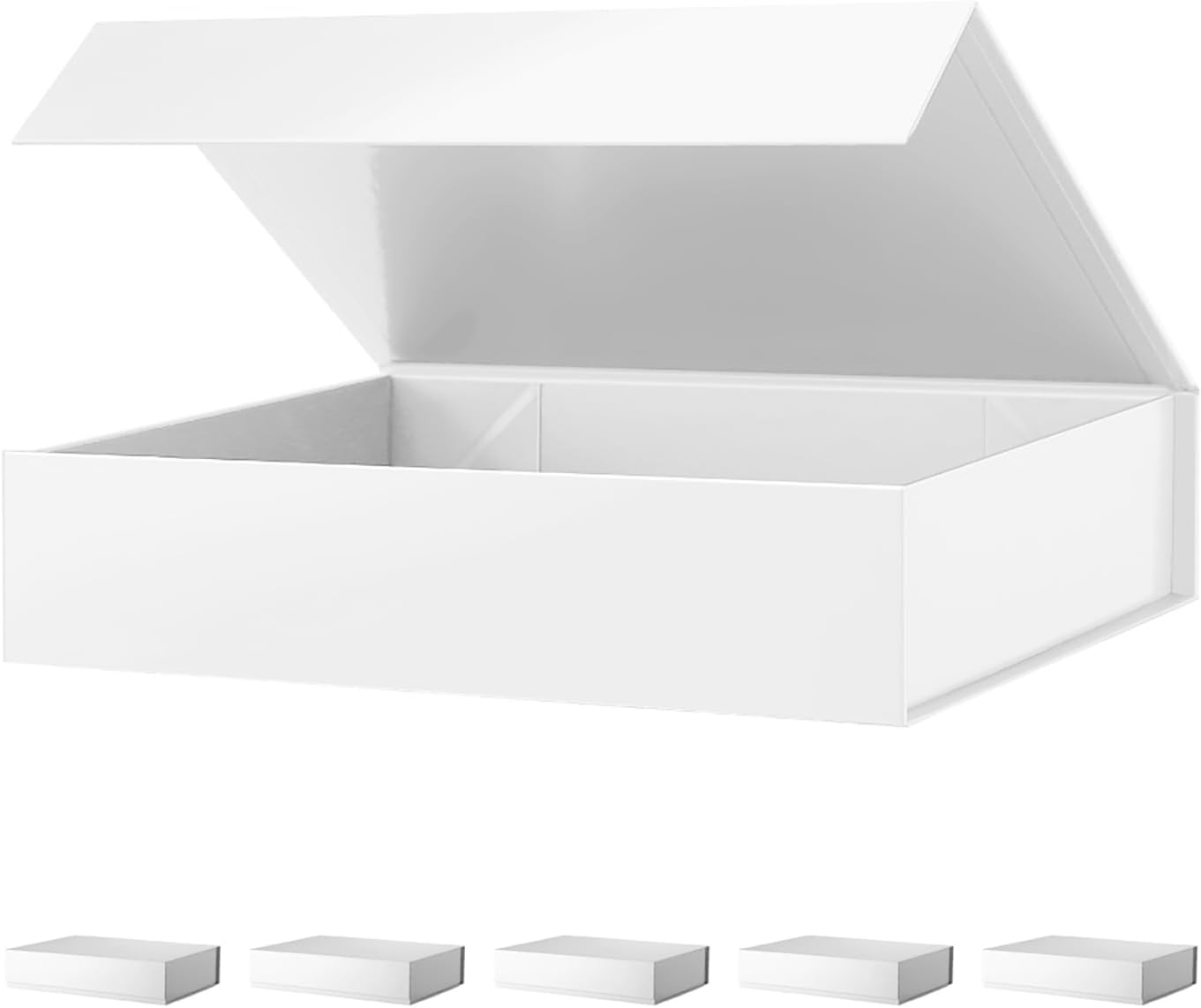 PACKHOME 6 Gift Boxes 11.5x8x2.5 Inches, Sturdy Shirt Boxes with Magnetic Lids for Multiple Occasions (Glossy White)