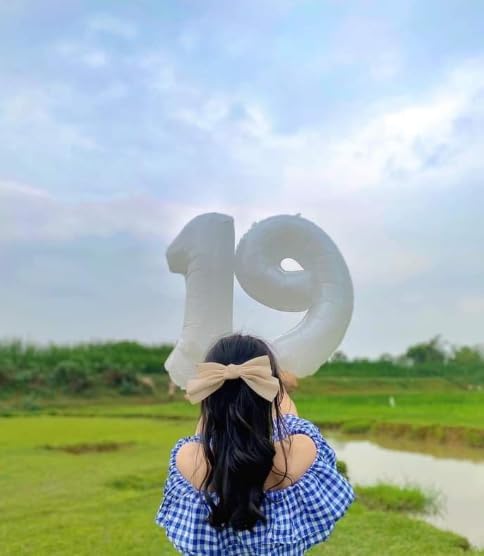 40 Inch Big White 9 Balloon Number, Jumbo Giant Happy 9th 19 29 39 49 99 Birthday Party Decorations, White Large Nine Mylar Foil Anniversary Birthday Party Engagement Decorations