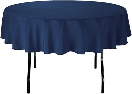 LinenTablecloth 70-Inch Round Polyester Tablecloth Navy Blue