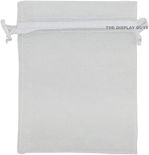 TheDisplayGuys 48-Pack 6x8 White Sheer Organza Gift Bags with Drawstring, Jewelry Candy Treat Wedding Party Favors Mesh Pouch