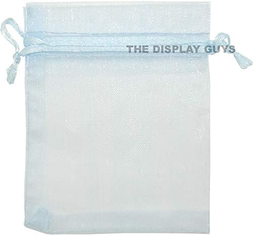 TheDisplayGuys 48-Pack 4x6 Blue Sheer Organza Gift Bags with Drawstring, Jewelry Candy Treat Wedding Party Favors Mesh Pouch