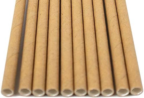 Pack of 900 Natural Kraft Biodegradable 4-Ply Paper Drinking Straws (Compostable, Non-toxic, BPA-free)