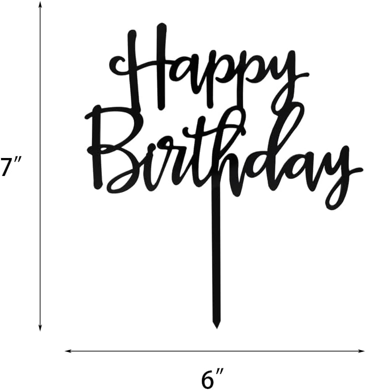 Happy Birthday Cake Topper, Black Acrylic Versatile Cake Topper for Birthday Party Decoration Ideas, Perfect Keepsake for your family and friends