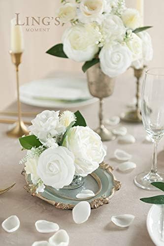 Ling's Moment Rose Petals, Silk Flower Petals for Wedding/Aisle/Flower Girl Baskets/Table Centerpiece Décor,etc.White Ivory 200pcs