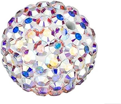 50pcs Adabele Grade A Suncatcher Crystal Rhinestone Pave Loose Beads 8mm Clear AB Polymer Clay Disco Ball Spacers Compatible with Shamballa All Craft Jewelry Making DB8-2