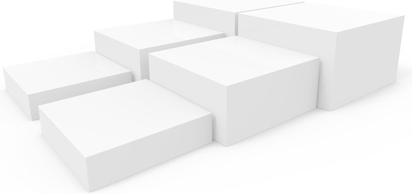 PecMuikee Buffet Risers, Food Risers for Buffet Table, Display Stand Shelf for Catering Dessert Collectibles Jewelry Figures Show, Acrylic Cube Display Nesting Risers with Hollow Bottoms 6PCS