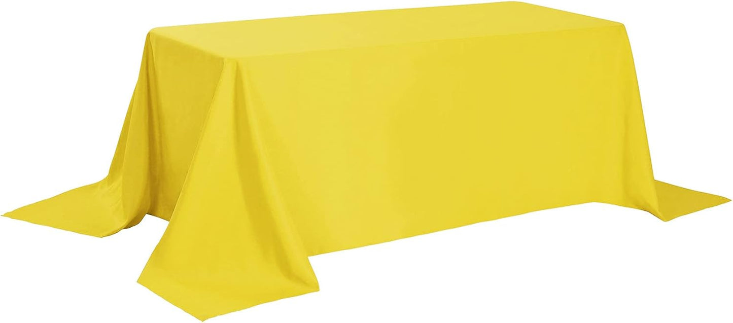 Rectangle Tablecloth 90x156 inch Washable Polyester Fabric Table Cloth for Wedding Party Dining Banquet Decoration（90x156, Yellow）