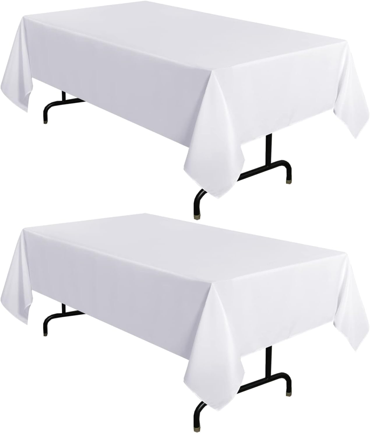 sancua 2 Pack White Tablecloth 60 x 102 Inch, Rectangle 6 Feet Table Cloth - Stain and Wrinkle Resistant Washable Polyester Table Cover for Dining Tables, Buffet Parties and Camping