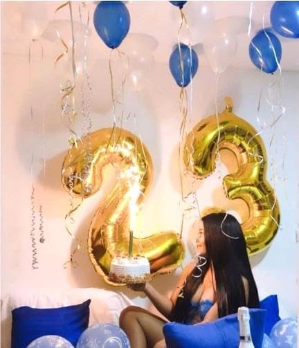 Gold 40 Inch Big Number Balloon Birthday Decoration, Number 2 Helium Balloon 12 22 23 24 26 2025 New Years Celebration, Boy Girl Baby Anniversary Party Graduations Supplies Decorations