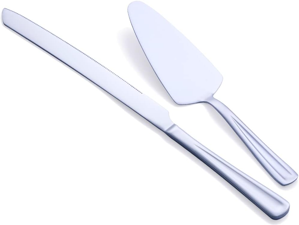 GoGeiLi Cake Knife and Server Set, Stainless Steel Cake Cutter Set for Wedding, Birthday, Parties
