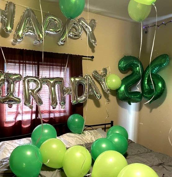 40 Inch Green Large Number 4 Birthday Balloon, Giant Number Four 14 24 34 40 44 Balloons, Foil Mylar Big Balloons for Anniversary Graduation Supplies Decorations