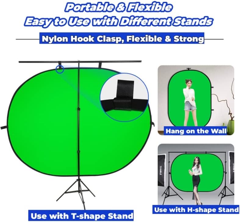 Blue Green Screen Backdrop Double Sided Collapsible Greenscreen Backdrop with Carrying Bag,Portable Pop Up Green Screen Background for Streaming Webcam 39.4 * 59.1"