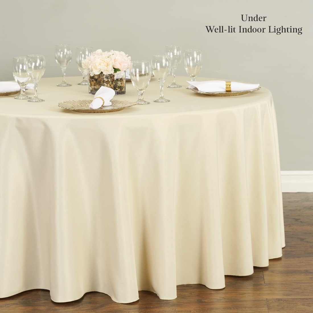 LTC LINENS 5 Pack 108 Inch Round Tablecloths Beige - Bulk for 48 Inch Round Table Floor Length - Wrinkle Resistant Polyester Fabric Cloth for Wedding
