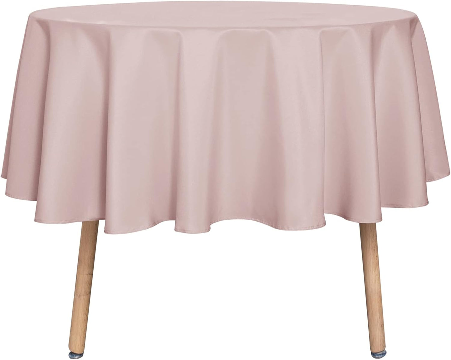 sancua Round Tablecloth - 48 Inch - Water Resistant Spill Proof Washable Polyester Table Cloth Decorative Fabric Table Cover for Dining Tables, Buffet Parties and Camping, Blush