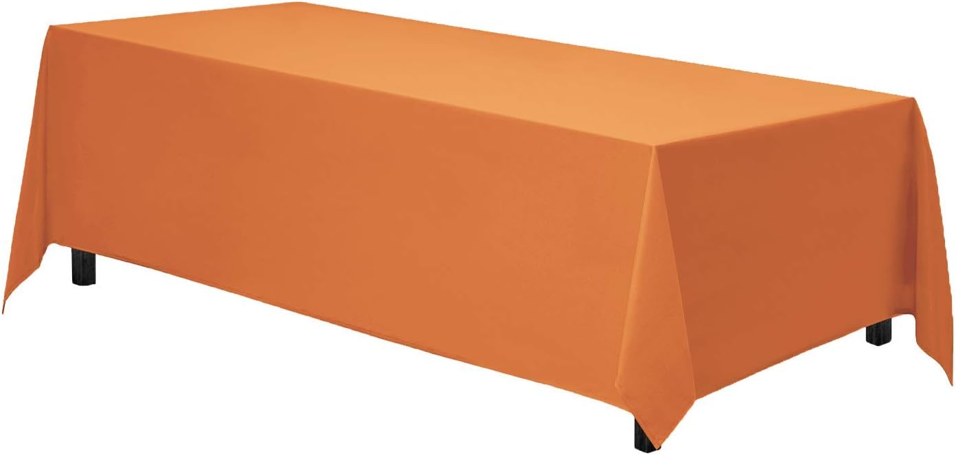 Gee Di Moda Rectangle Tablecloth - 70 x 120 Inch Orange Table Cloth for 6 or 8 Foot Rectangle Table - Heavy Duty Washable Fabric - for Buffet Table, Holiday Party, Dinner, Wedding & Baby Shower
