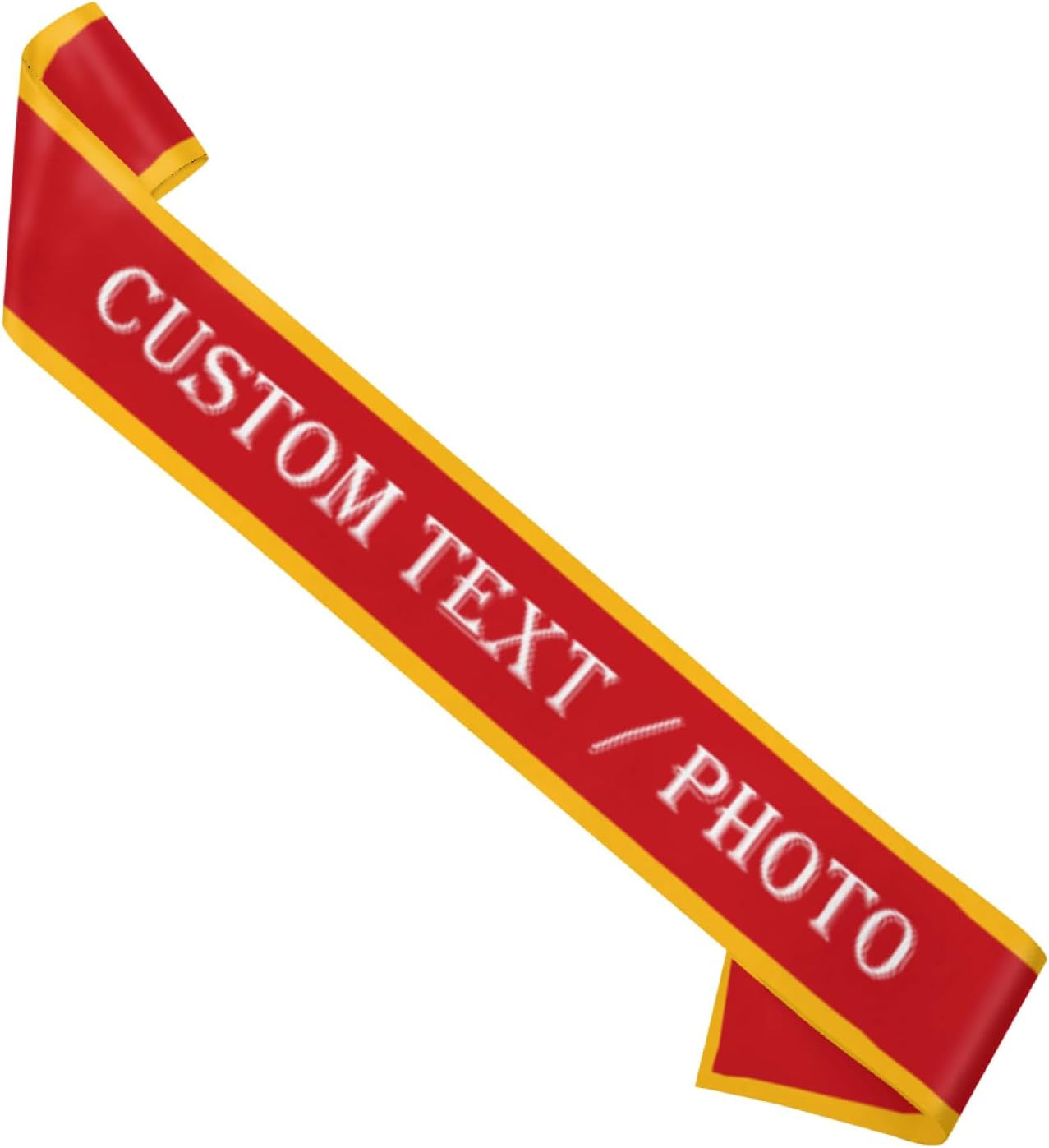 Custom Sash,Personalized Birthday Sash with Text Photo,Customized Bachelorette Sash Quote Sash Bride to Be Sash Color Optional (With decorative edge, Red)
