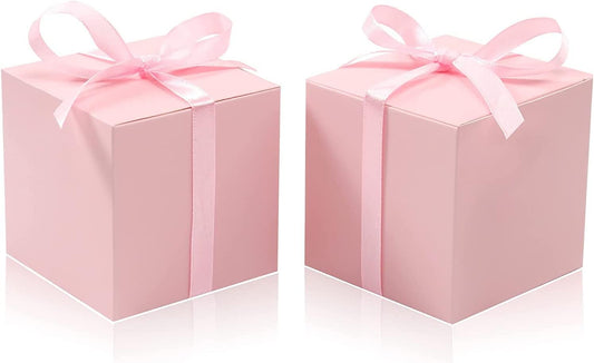 COTOPHER 60pcs Wedding Favor Boxes, Paper Gift Boxes 3x3x3 Inches Small Gift Boxes with Ribbons Small Boxes for Gifts, Crafting, Cupcake, Candy, Bridesmaid Proposal Boxes