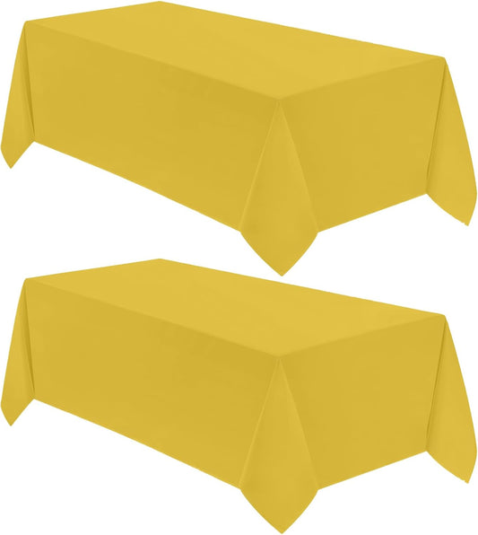 VidaFete Tablecloth 2 Pack 90 * 132inch Rectangle Table Cloth Polyester, Stain Wrinkle Resistant Polyester Dining Table Cover for Kitchen Dinning Party Wedding Rectangular Buffet Decoration(Yellow)