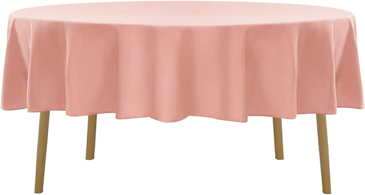 90 inch Round Tablecloth Washable Polyester Table Cloth Decorative Table Cover for Wedding Party Dining Banquet（90 inch, Dusty Pink）