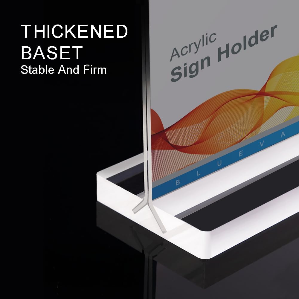 BlueValley Acrylic Sign Holder 7x5 - Double Sided Sign Stand Clear Paper Display Holder for Menu, Flyer, Document or Picture | Desktop Plastic Frame for Office, Store, Restaurant, Show Fair - 6 Pack