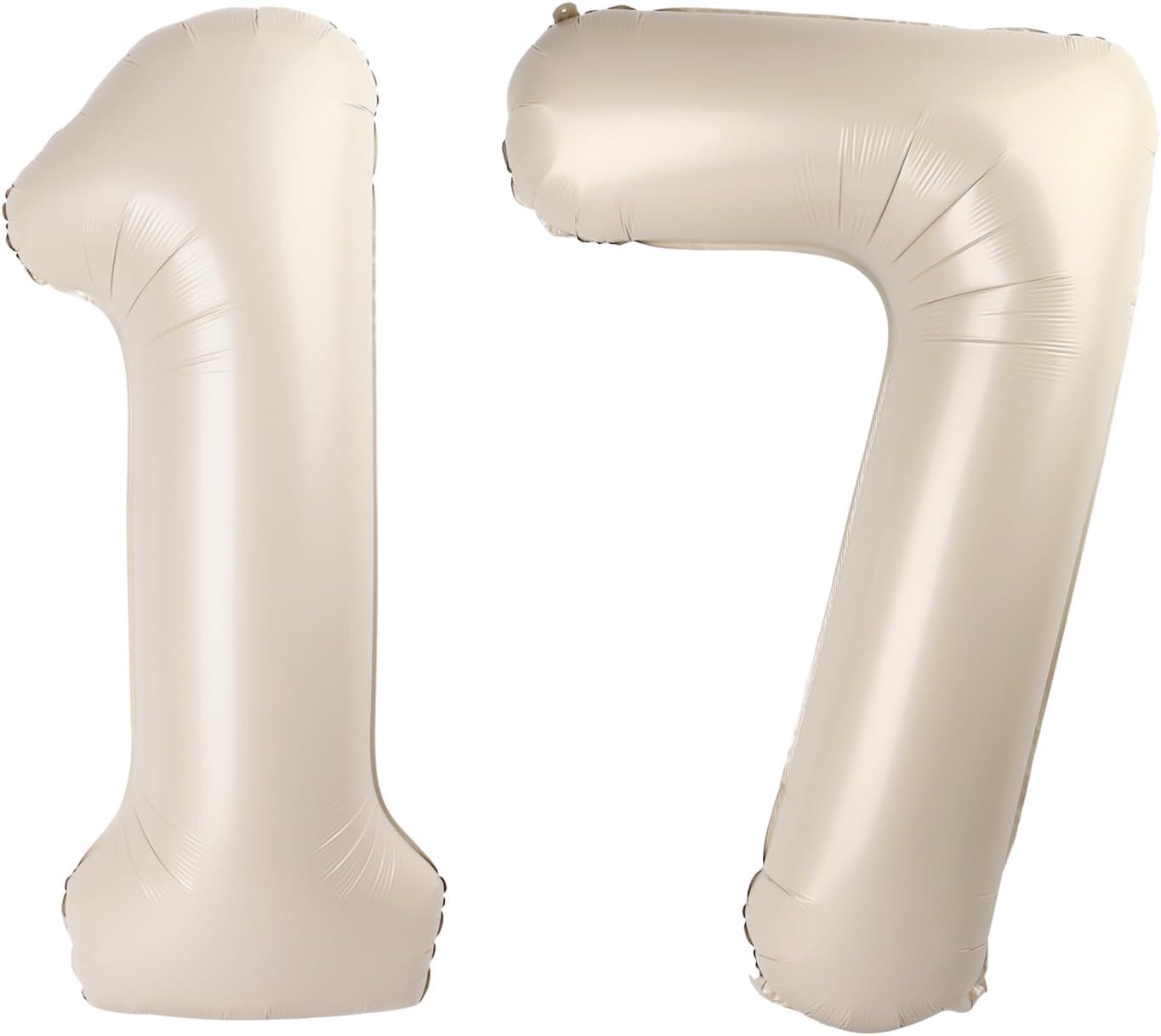 Cream White Number 17 71 Birthday Balloon 40 Inch, Digital Balloons for 17 71 Party Celebration Decorations Supplies, Mylar Foil Numbers Balloon for 17 71 Wedding Anniversary