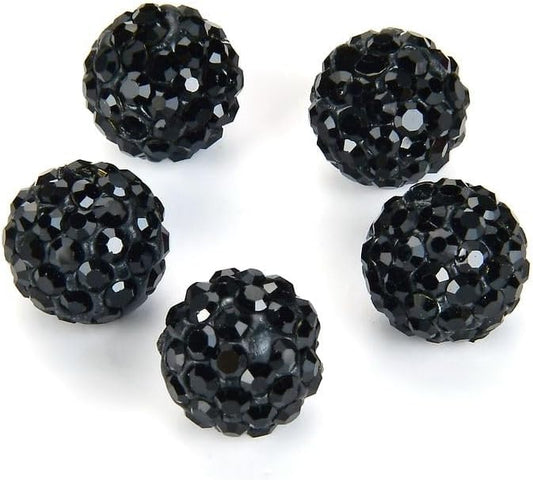 25pcs Adabele Grade A Suncatcher Crystal Rhinestone Pave Loose Beads 12mm Jet Black Polymer Clay Disco Ball Spacers Compatible with Shamballa All Craft Jewelry Making DB12-23