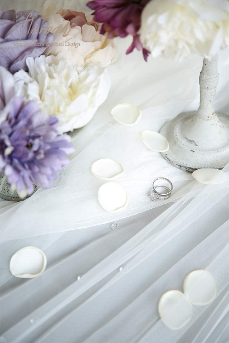 Floroom 300pcs Rose Petals Ivory Faux Silk Flower Petals for Wedding Flower Girl Basket White Aisle Scatter Dinner Table Centerpieces Party Confetti Bridal Shower Romantic Night Decoration