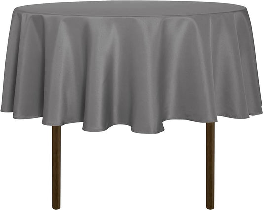 sancua Round Tablecloth - 48 Inch - Water Resistant Spill Proof Washable Polyester Table Cloth Decorative Fabric Table Cover for Dining Tables, Buffet Parties and Camping, Light Grey