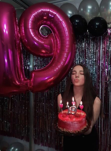 40 Inch Big Hot Pink 9 Balloon Number, Jumbo Giant Happy 9th 19 29 39 49 99 Birthday Party Decorations, Large Nine Mylar Foil Anniversary Birthday Party Engagement Decorations